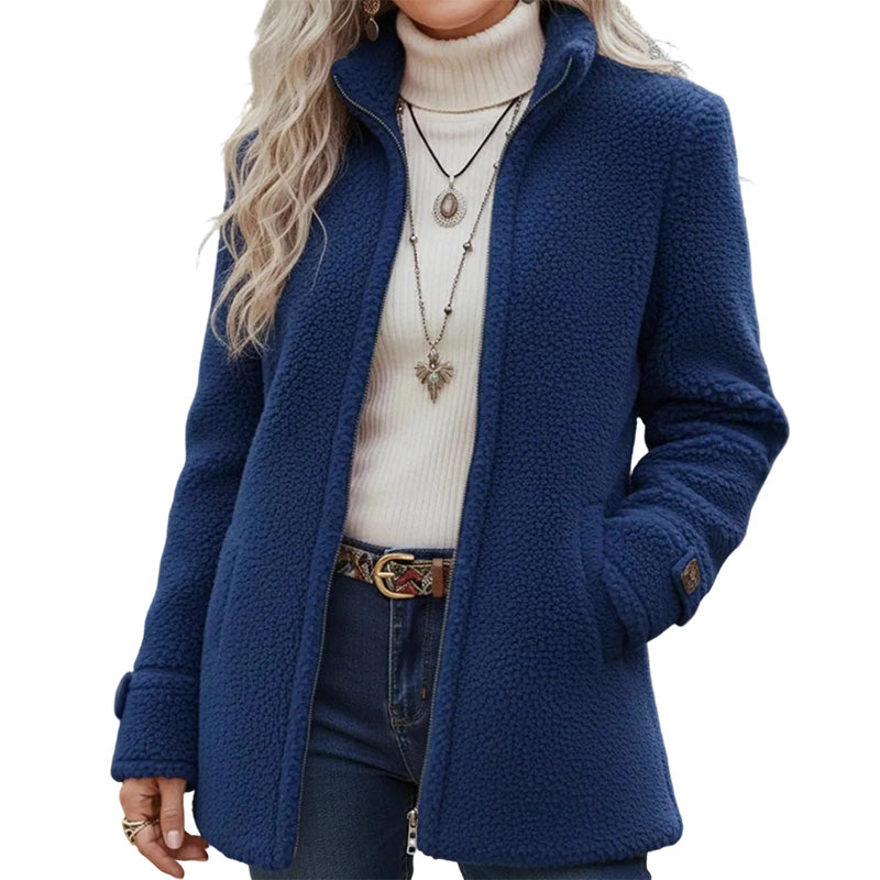 Veste d'hiver pour femme à col montant et fermeture éclair intégrale