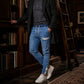 Joggers en denim pour homme, coupe slim, taille élastique