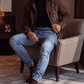 Joggers en denim pour homme, coupe slim, taille élastique