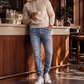 Joggers en denim pour homme, coupe slim, taille élastique