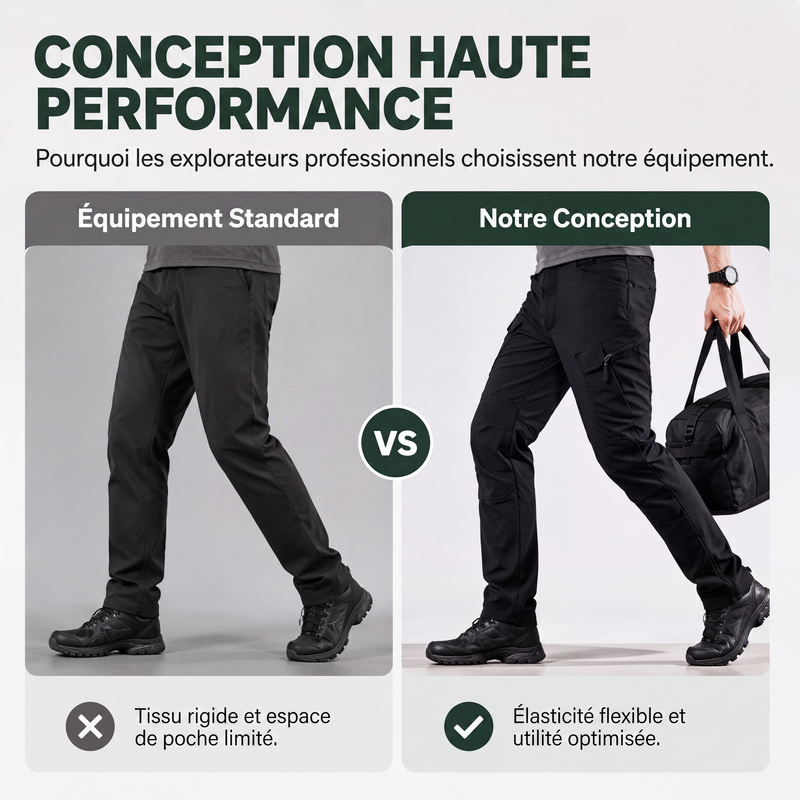Pantalons cargo extensibles d'extérieur pour hommes