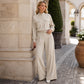Ensemble 2 pièces pour femme : veste élégante et pantalon à jambes larges