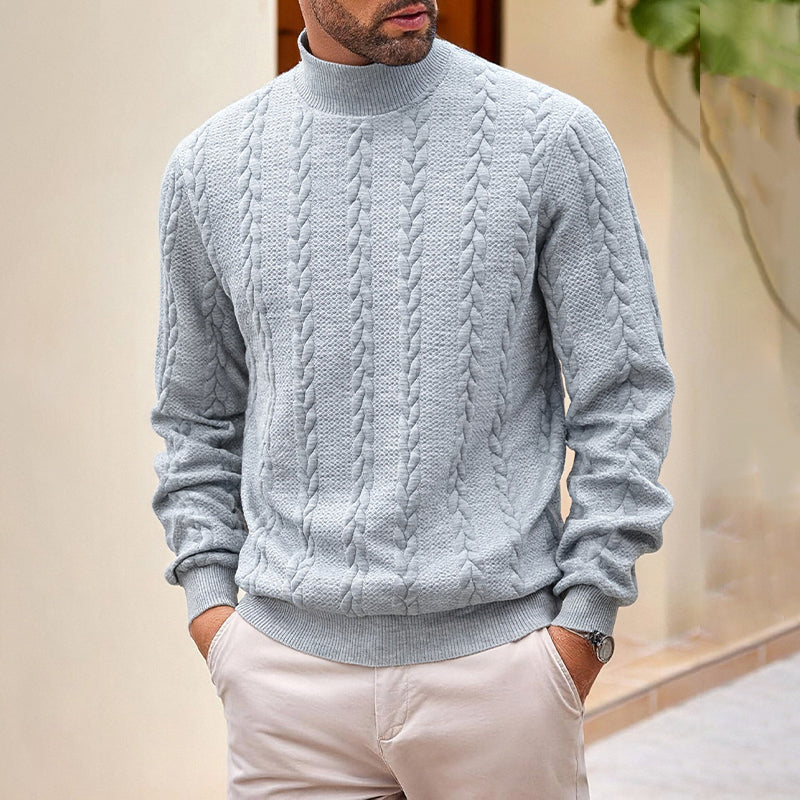 Pull en maille torsadée à col roulé pour homme