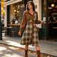 Robe femme rétro à carreaux et boutons