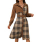 Robe femme rétro à carreaux et boutons