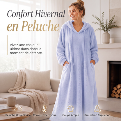 Robe de détente décontractée à capuche en peluche pour femme