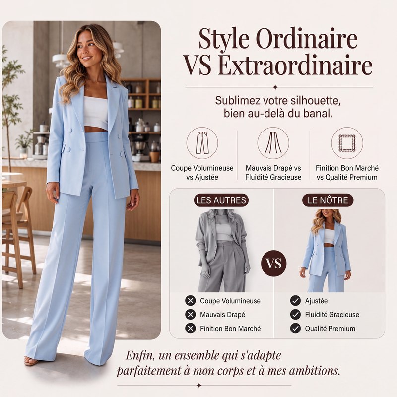Ensemble 2 pièces élégant pour femme : blazer et pantalon