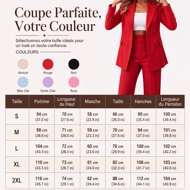 Ensemble 2 pièces élégant pour femme : blazer et pantalon