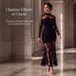 Robe longue maxi à manches longues avec empiècements en dentelle pour femme