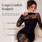 Robe longue maxi à manches longues avec empiècements en dentelle pour femme