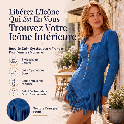 Robe ajustée pour femme avec demi-fermeture éclair et franges