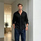 Chemise décontractée pour homme en texture gaufrée respirante
