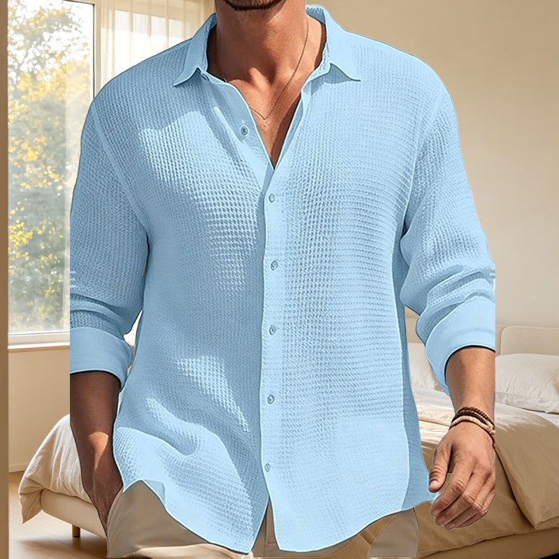 Chemise décontractée pour homme en texture gaufrée respirante