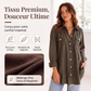Robe chemise à manches longues en coton et lin pour femme