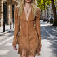 Robe femme à manches volantées et franges