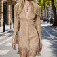 Robe femme à manches volantées et franges