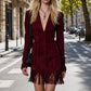 Robe femme à manches volantées et franges
