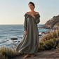 Robe longue décontractée à épaules dénudées pour femme