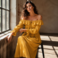 Robe longue décontractée à épaules dénudées pour femme