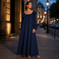Robe longue décontractée à épaules dénudées pour femme