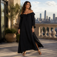 Robe longue décontractée à épaules dénudées pour femme