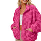 Veste en peluche à motif damier et boutons-pression pour femme