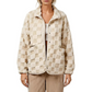 Veste en peluche à motif damier et boutons-pression pour femme