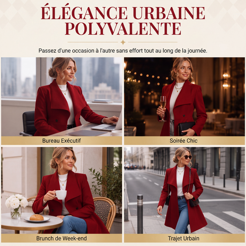 ✨ OFFRE PRIVILÈGE · -50 % | Manteau Femme Cintré à Double Boutonnage