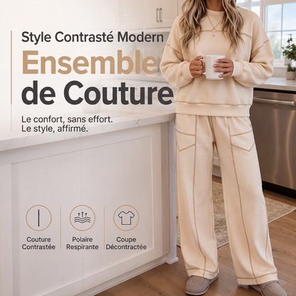 Ensemble sweat à col rond et pantalon large pour femme