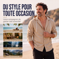 Chemise à capuche à manches longues rayée pour homme