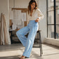 Pantalon large décontracté rayé pour femme