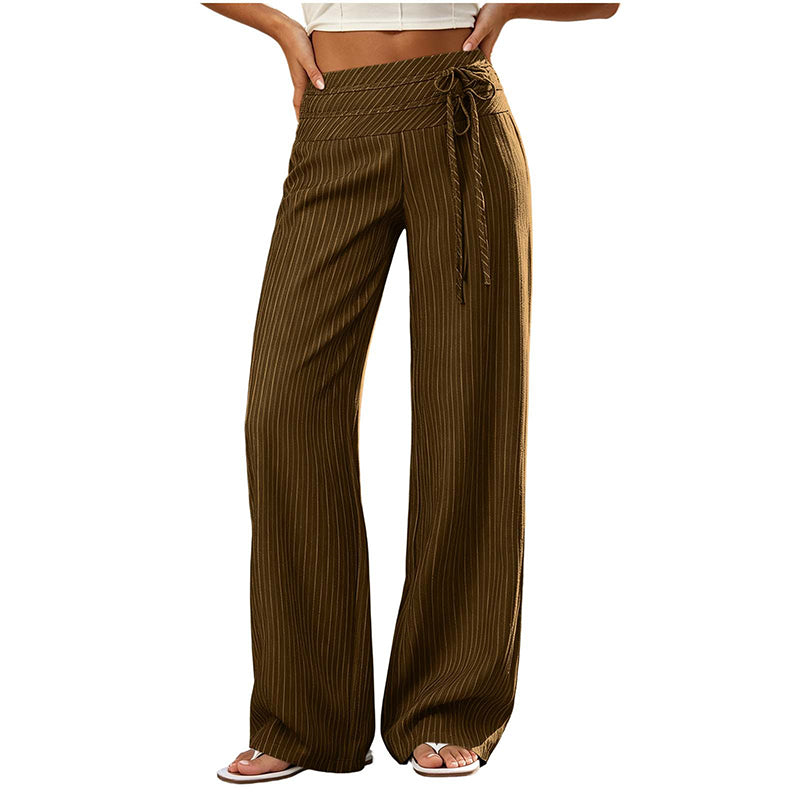 Pantalon large décontracté rayé pour femme