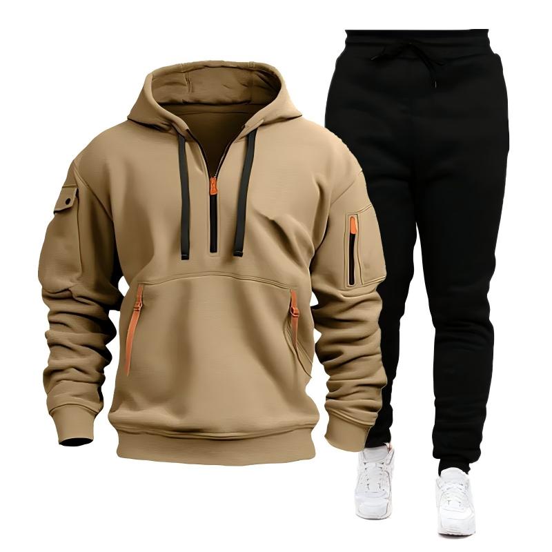 Sweat à capuche décontracté et sportif pour homme avec quart de zip