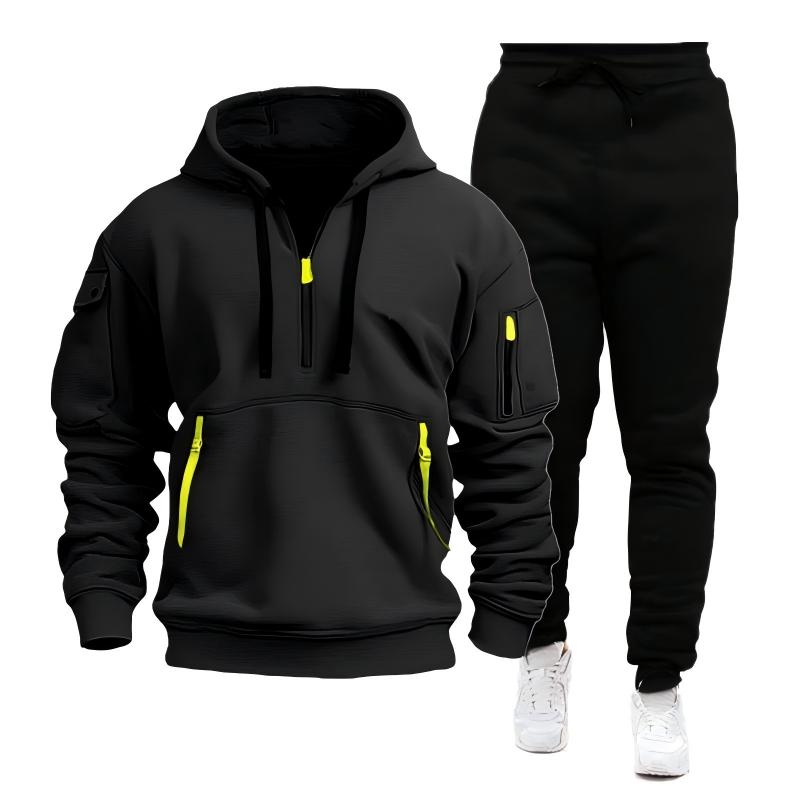 Sweat à capuche décontracté et sportif pour homme avec quart de zip