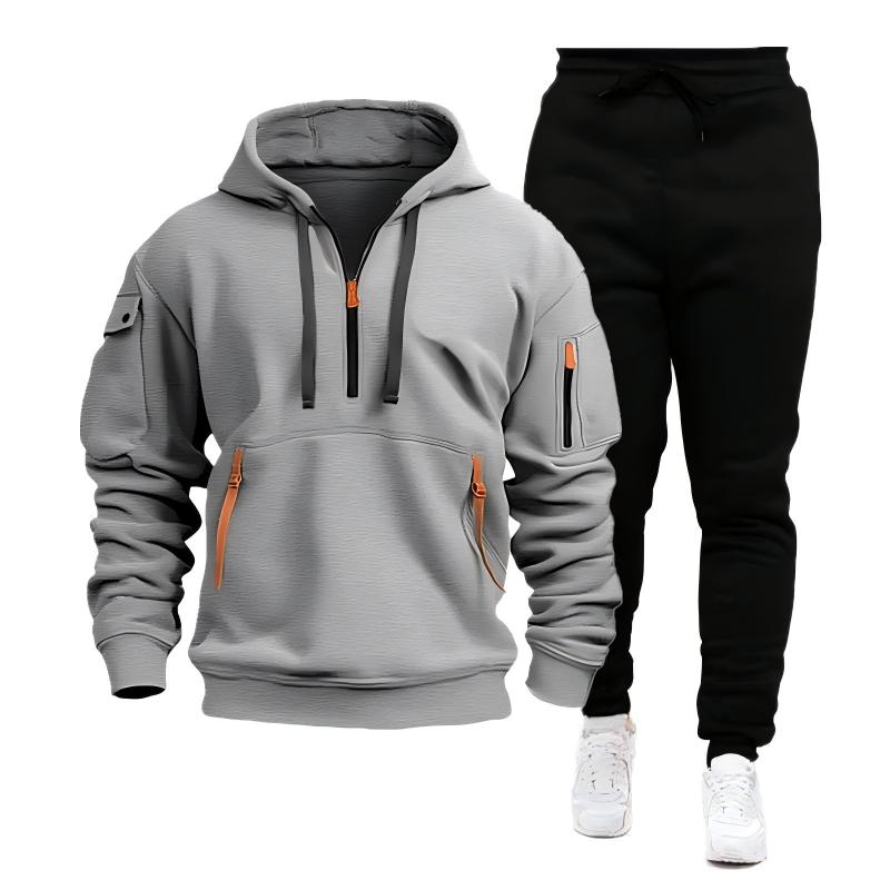 Sweat à capuche décontracté et sportif pour homme avec quart de zip