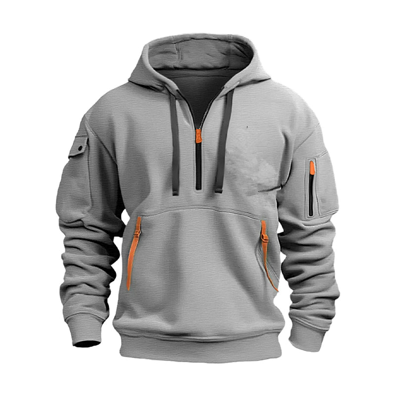 Sweat à capuche décontracté et sportif pour homme avec quart de zip