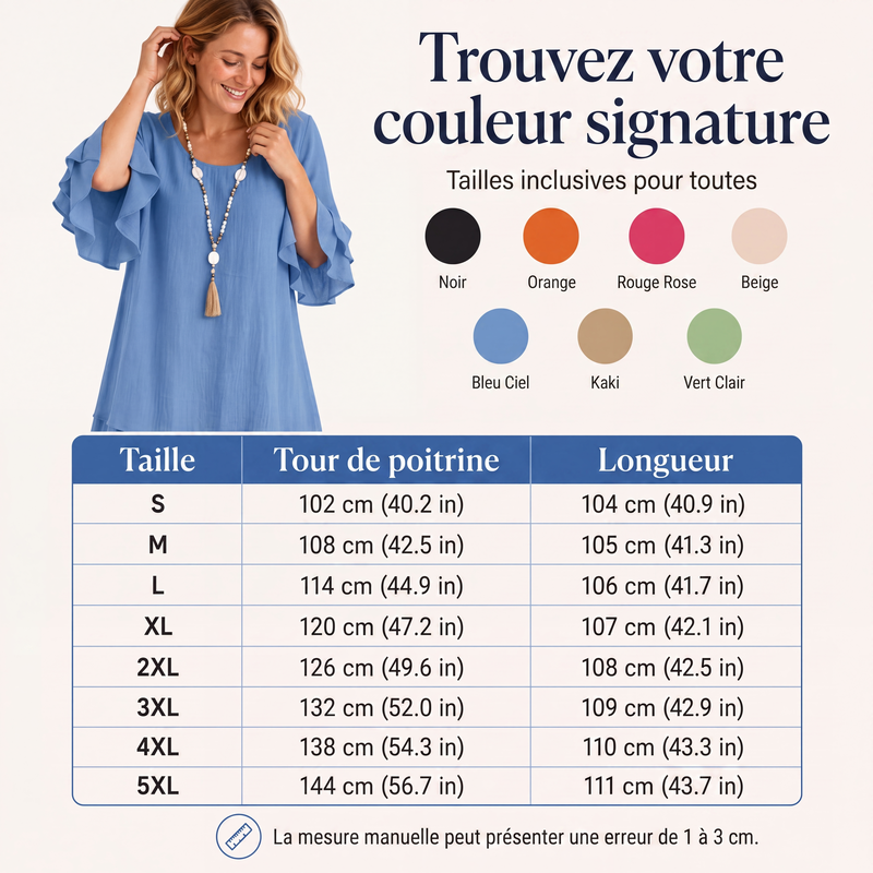 Robe d'été ample pour femme à manches volantées