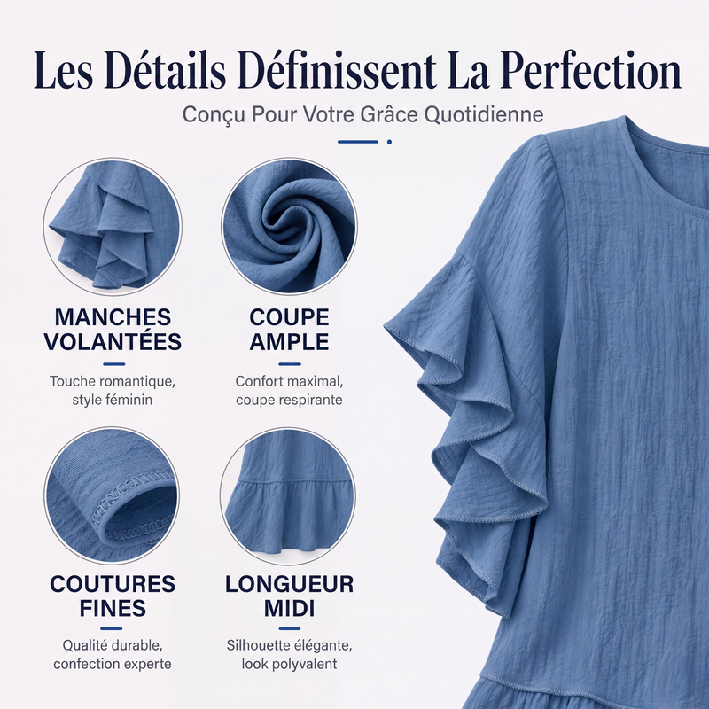 Robe d'été ample pour femme à manches volantées
