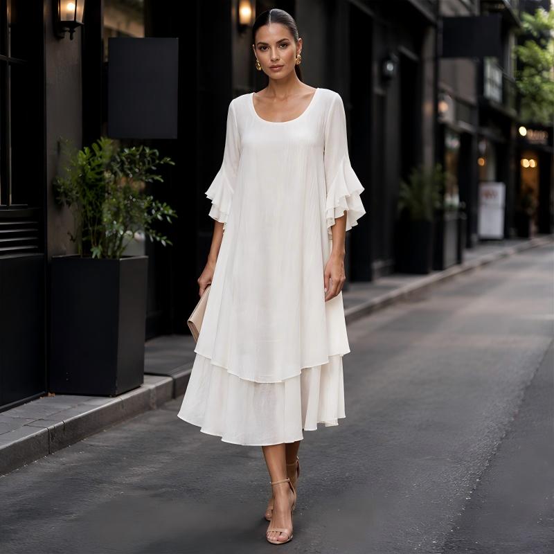 Robe d'été ample pour femme à manches volantées