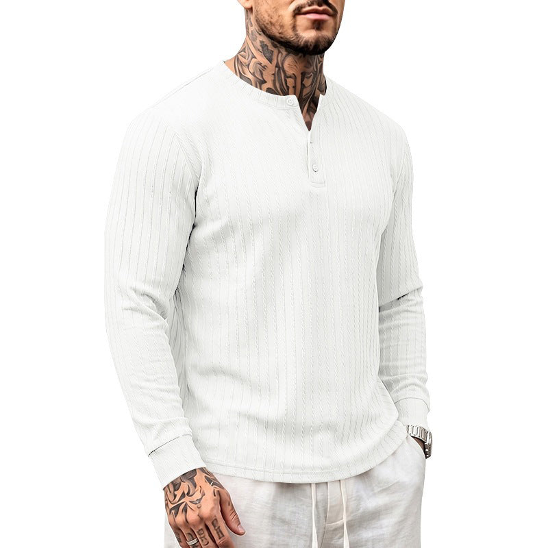 Chemise Henley décontractée à manches longues pour homme