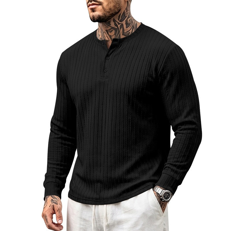 Chemise Henley décontractée à manches longues pour homme