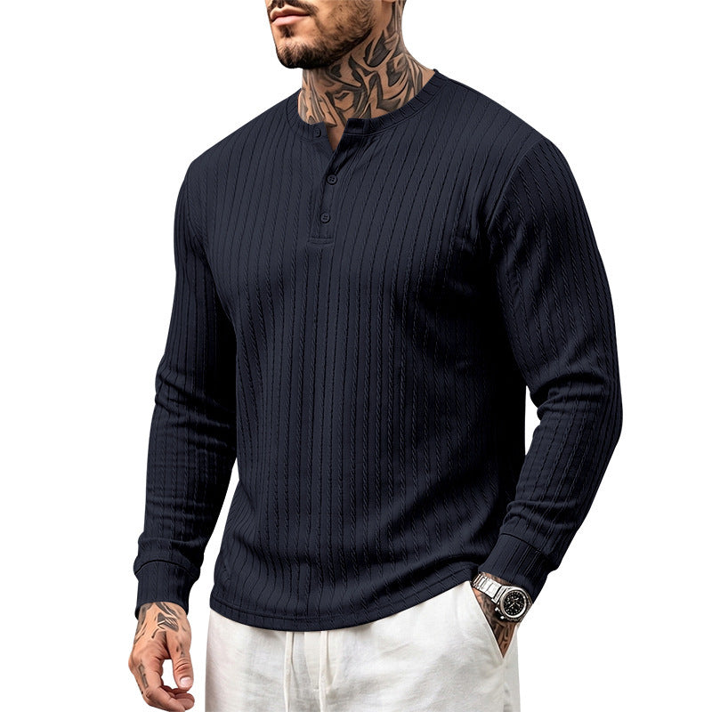 Chemise Henley décontractée à manches longues pour homme