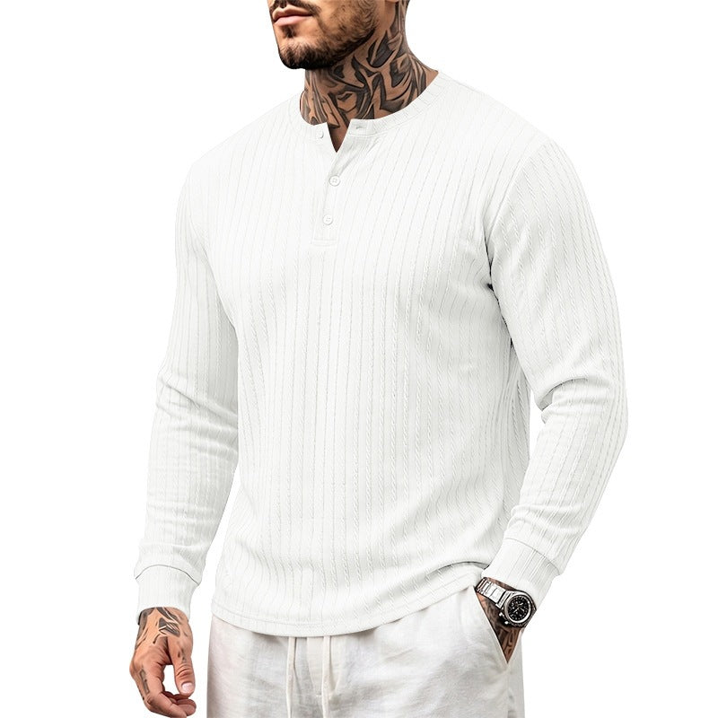 Chemise Henley décontractée à manches longues pour homme