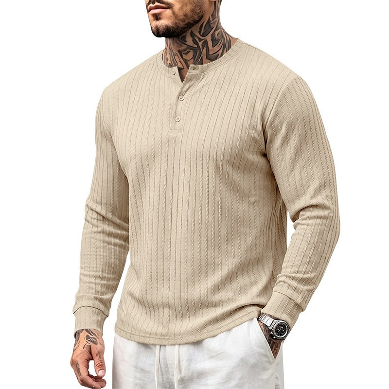 Chemise Henley décontractée à manches longues pour homme