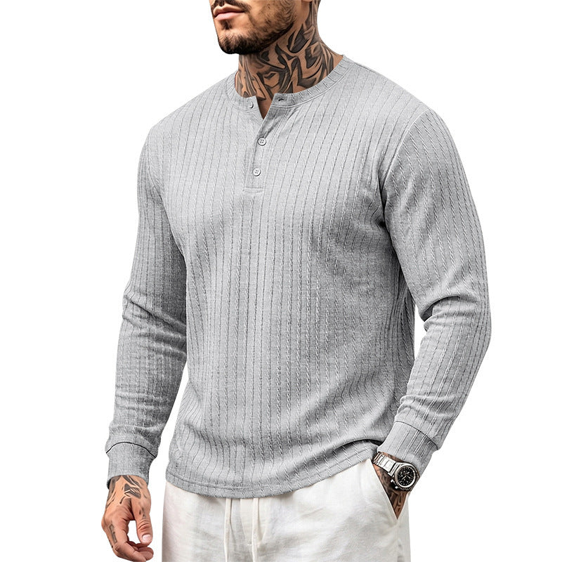 Chemise Henley décontractée à manches longues pour homme