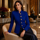 Blazer élégant ajusté pour femme avec boutons dorés