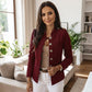 Blazer élégant ajusté pour femme avec boutons dorés