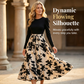 Robe longue à manches longues et coupe trapèze à motif floral pour femme