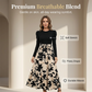 Robe longue à manches longues et coupe trapèze à motif floral pour femme
