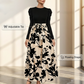 Robe longue à manches longues et coupe trapèze à motif floral pour femme